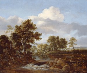 Paesaggio boschivo con un ruscello, c.1665-68